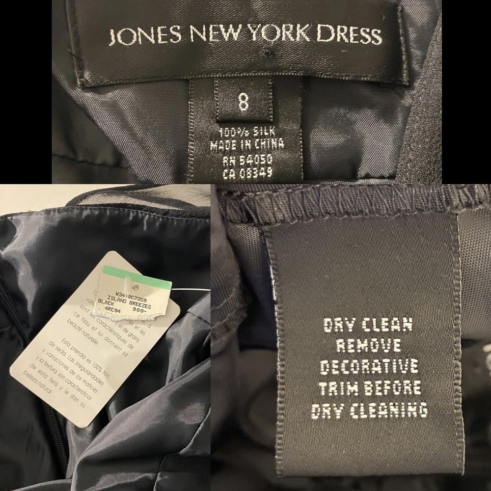 JONES NEW YORK Vtg 90s Silk Midi Maxi Dress 8 Black Tie Whimsigoth Fairy - Picture 12 of 16